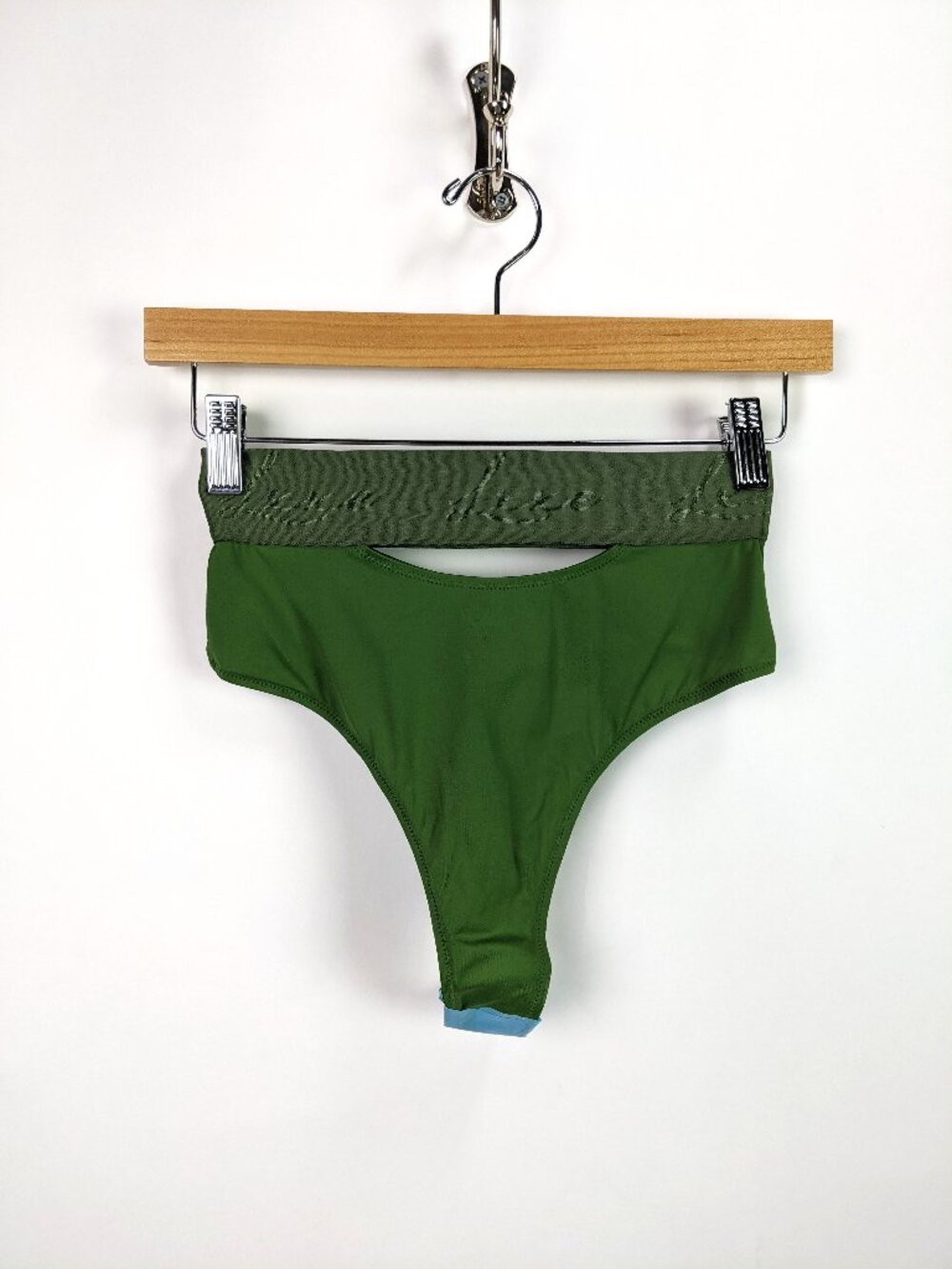 ASOS LUXE Womens Green High Waist Cutout Thong Panty Size 4